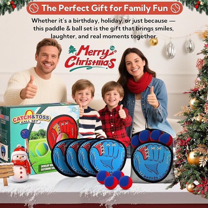 Toss and Catch Ball Game Set, Kids Toddler Baseball Glove & Catch Ball Toys,Kids Sports & Outdoor Play Toys for Family,Outside Toys for 3 4 5 6 7 8 9 10+Year Old Boys Girls Birthday Gifts
