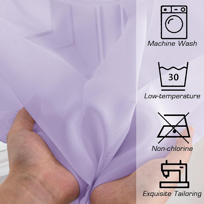 OWENIE Sheer Curtains 78 inches Long for Bedroom Living Room 2 Panels Set, Rod Pocket Soft Light Filtering Privacy Fimly Sheer Curtains & Drapes, Solid Purple Window Treatments, 42Wx78L