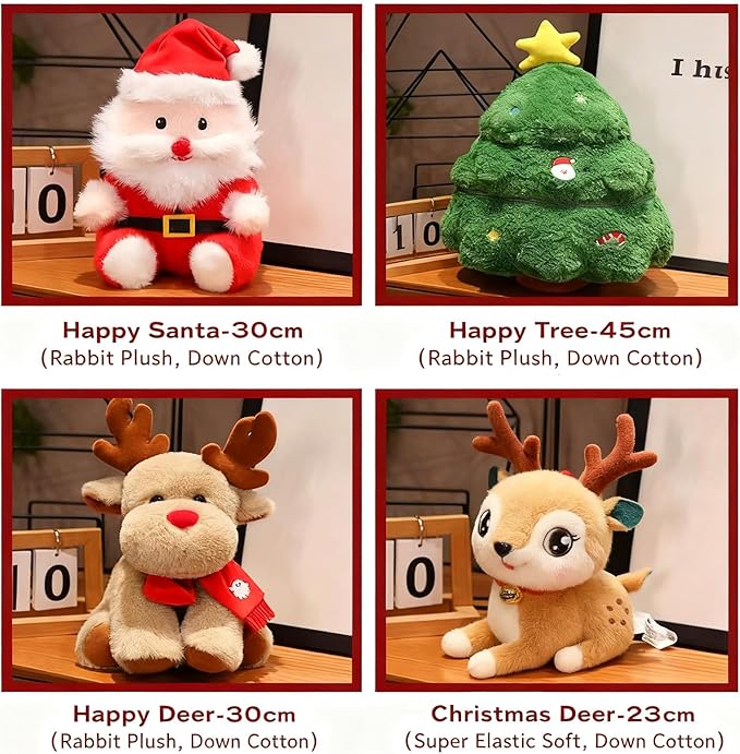 Christmas Tree Topper Elk & Cute Santa Claus Doll - Unique Christmas Holiday Decorations, Surprise Plush Toy for Friends & Children (B)
