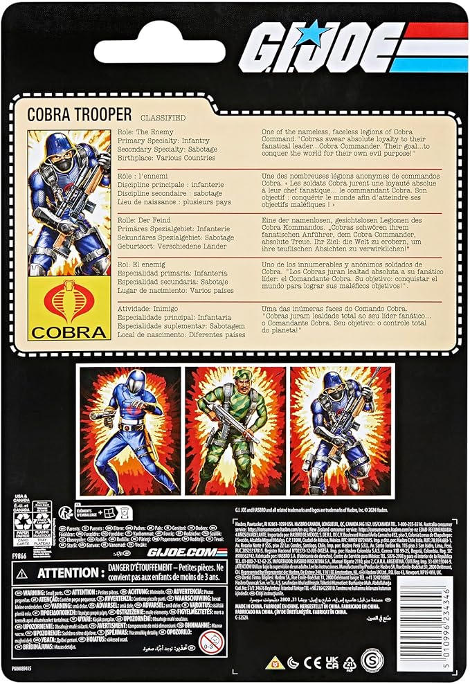 G.I. Joe Classified Series Retro Cardback Cobra Trooper, Collectible 6 Inch Action Figure with 9 Accessories