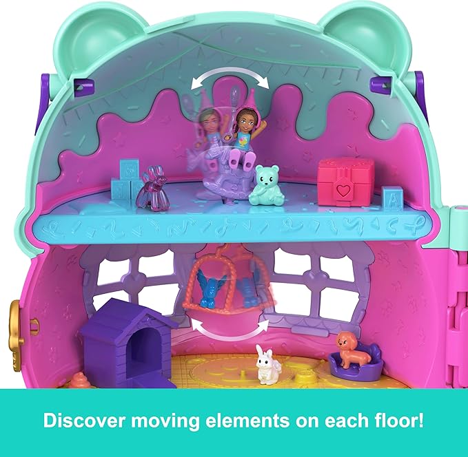 Polly Pocket Micro Dolls & Large Gelato House Playset, Ice Cream Bear Theme with 25+ Accessories Including Furniture, Food, and Pets