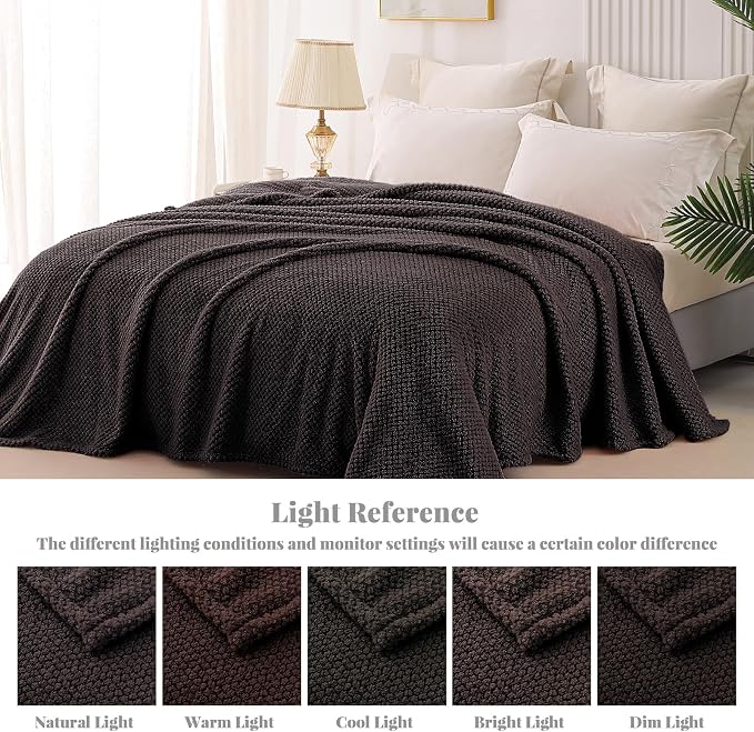 Whale Flotilla Soft Fleece Twin Size Bed Blanket, Coffee | 60x80 Inch, Suitable for Bed, Fluffy Fuzzy Jacquard Blankets for All Season, Lightweight and Cozy
