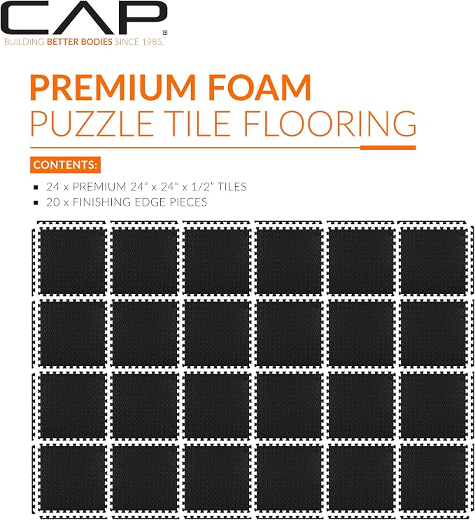 CAP Puzzle Exercise Mats | 1/2” Thick EVA Interlocking Foam Tiles for Home Gym Flooring | Multiple Options
