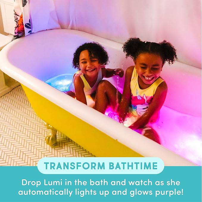 New Glo Pals Lumi Water-Activated Bath Toy with 6 Reusable Light-Up Cubes for Sensory Play - Valentine Day Gift