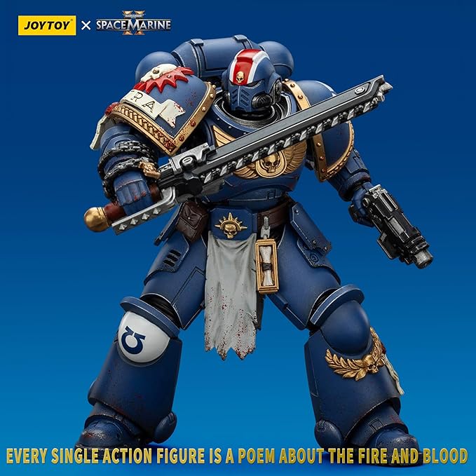 JOYTOY Warhammer 40k Action Figure 1：18 Scale 5.0inch Space Marines Ultramarines Lieutenant Titus-Collectors Edition Anime Figures for Collectible and Displayable Model