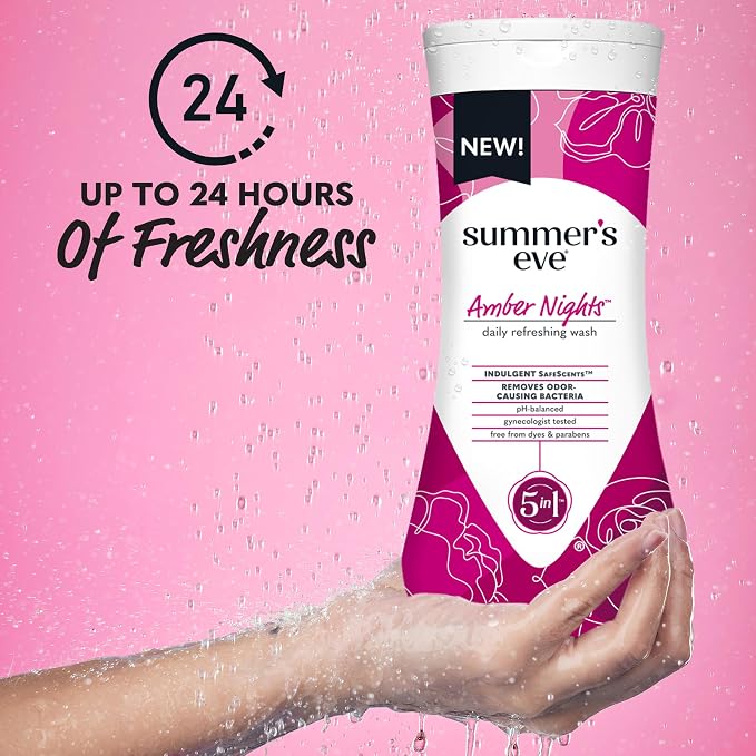 Summer's Eve Amber Nights with Oat and Shea Extracts, Daily Refreshing All Over Feminine Body Wash, Removes Odor, Feminine Wash pH Balanced, 15 fl oz (Pack of 2)