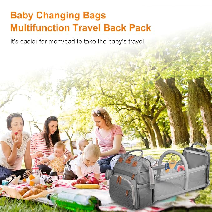 Astro alan Baby Diaper Bag with Changing Station, Waterproof Diaper Bag Backpack for Moms Dads with USB Charging Port, Baby Shower Gifts, Large Capacity diaper backpack, Grey