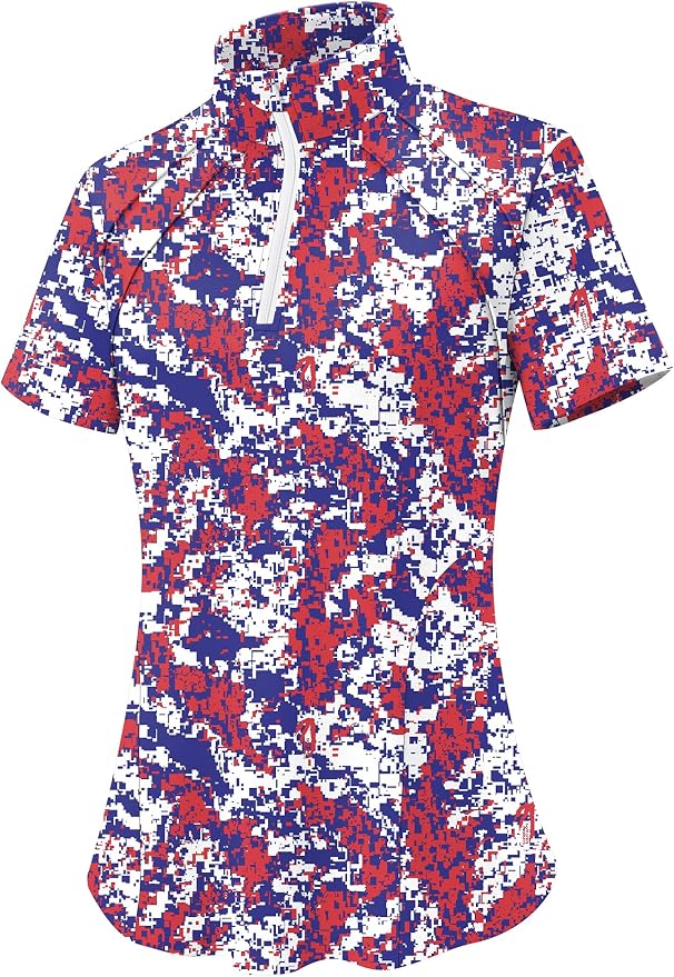LOMON Womens Golf Polo Shirt Summer Short Sleeve Quarter Zip Outfit | Side-Pockets,Princess Seams,Cotton,Wrinkle Free,Moisture Wicking,Quick-Dry,Lightweight,Collared,for Tennis Workout
