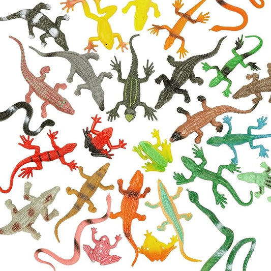 27Pcs Reptile Figurines Realistic Figurines Model Animal Animal Figure Plastic Reptile Snake Lizards Frog Crocodile Set Animals
