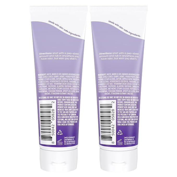 Lume Whole Body Deodorant - Invisible Cream Tube - 72 Hour Odor Control - Aluminum Free, Baking Soda Free, Skin Safe - 3.0 ounce (Pack of 2) (Soft Powder)