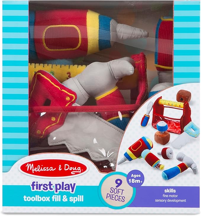 Melissa & Doug Toolbox Fill and Spill Toddler Toy with Vibrating Drill (9 pcs)