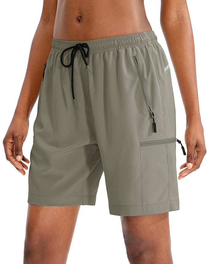 SANTINY Women's 5''/ 7''/9'' Hiking Cargo Shorts Quick Dry Lightweight Summer Shorts for Women Athletic Golf Zipper Pockets