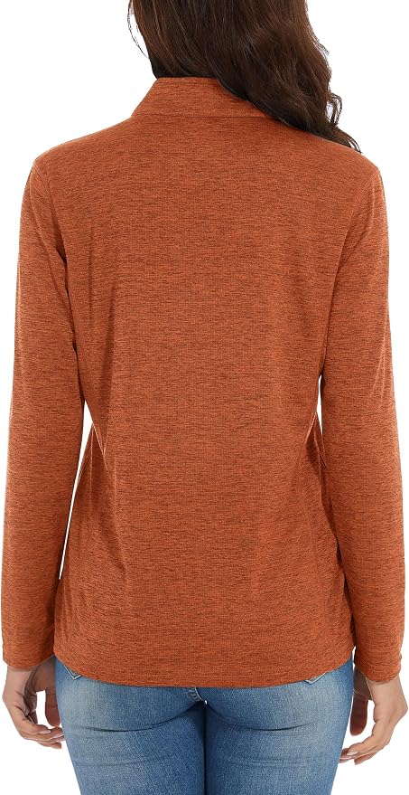 MAGCOMSEN Women's UPF 50+ Sun Shirts Long Sleeve 1/4 Zip Pullover Quick Dry Workout Hiking Tops Running Athletic Shirts