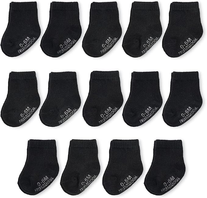 Fruit of the Loom Baby & Toddler Grow & Fit Flex Zones Cotton Stretch Socks - Unisex, Girls, Boys