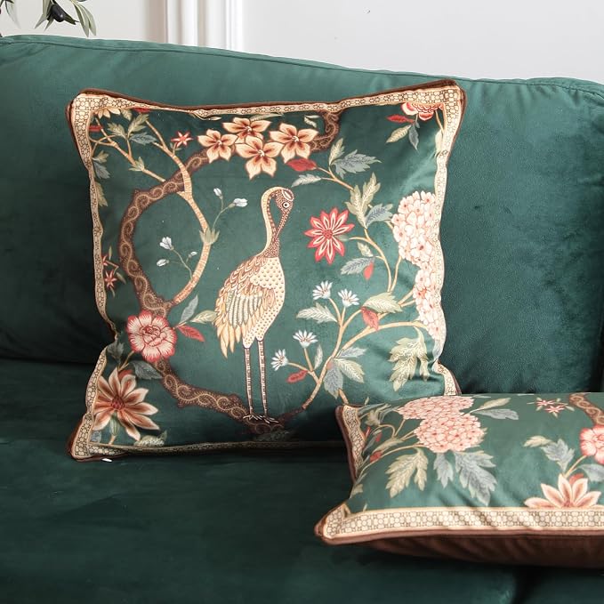 Designer French Velvet Throw Pillow Cover,Set of 2,18"x18"-Mitchell | Pillow Cover,Concealed Zipper Design,Dragonfly Pattern,Sofas,Bedroom,Living Room,Lounge Chairs,All Season Home Decor