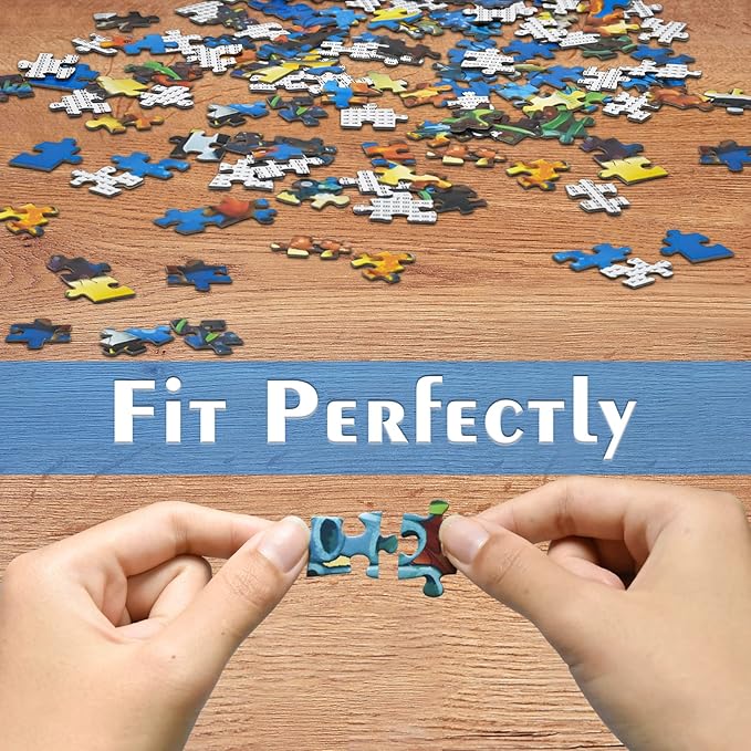 HUADADA Jigsaw Puzzles for Adults 1000 Pieces, Painting Houses with Poster Interlock Perfectly Letter on Back No Dust, Home Decor Birthday Party Gift Toy for Men Women Elders Seniors (27.5"x19.6")