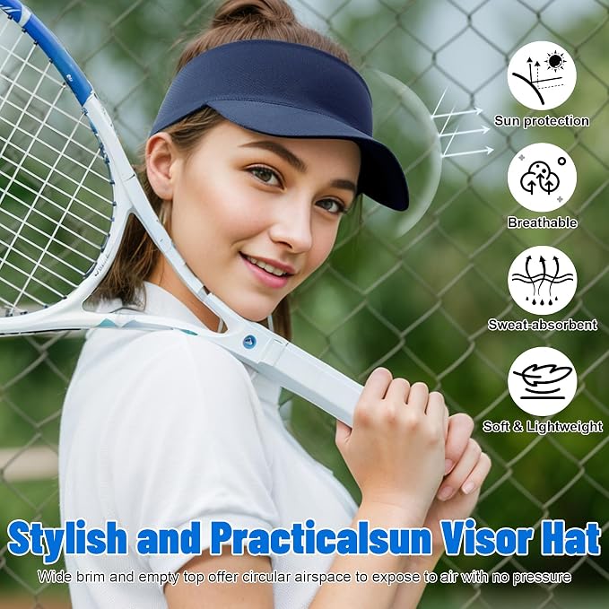 Sukeen Cooling Stretchy Sun Visor for Women Men UV Protection Cooling Hat | Lightweight quick-dry free size vizor with instant cooling, sports visor hat for golf, tennis, cycling, running, pickleball