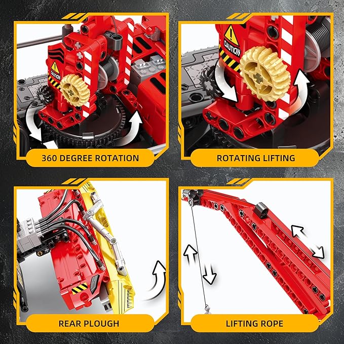 Technic Snow Blower Toys Blocks,2.4G RC Snowplow Truck MOC Building Set for Adults, Men,Collectible Home Decor