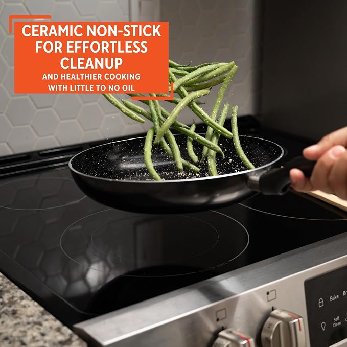 IMUSA 10 Inch Bistro Cera Aluminum Speckled Black Ceramic Fry Pan | Ideal for Frying and Sautéing