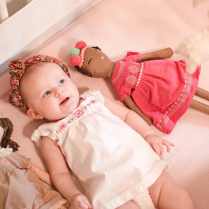 MON AMI Simone the Bohemian Princess Doll 18 “, Plush Tribal Doll, Hot Pink Color, Use as Toy or Room Decor, Gift for Kids of All Ages