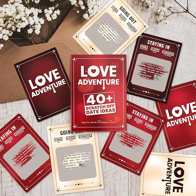 Love Adventure - 40+ Fun & Romantic Scratch Off Date Night Ideas for Couples, Ideal Gifts for Anniversary, Girlfriend Birthday Gift, Bridal Shower Gift, Wedding Gifts for Couples 2025