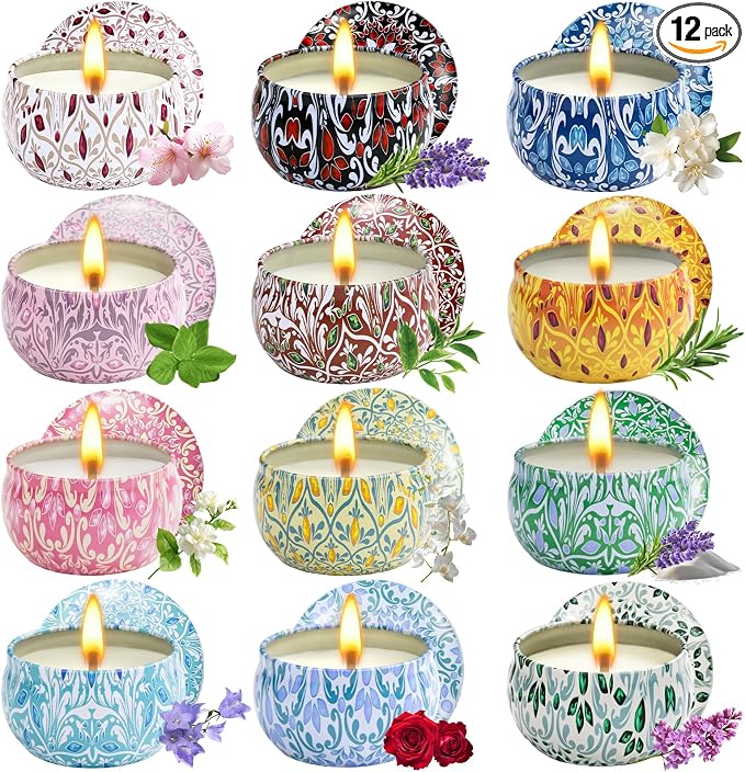 12 Pack Scented Candles Gifts for Women, Natural Soy Candles for Home Scented, Aromatherapy Christmas Candle Sets Gift for Women, Sister, Friends, Colleague