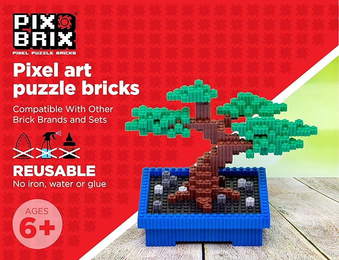 Pix Brix Pixel Art Puzzle Bricks – Dinosaur Series, T Rex – Patented Building Brick Set to Recreate Your Favorite Dino, Includes 397 Pieces – Create 2D and 3D Builds Without Water, Iron or Glue