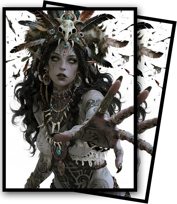 MTG Card Sleeves, Ultra Clear Front & Matte Finish Back, 100 Count Standard Size Matte Art Sleeve for Magic The Gathering (Witch)