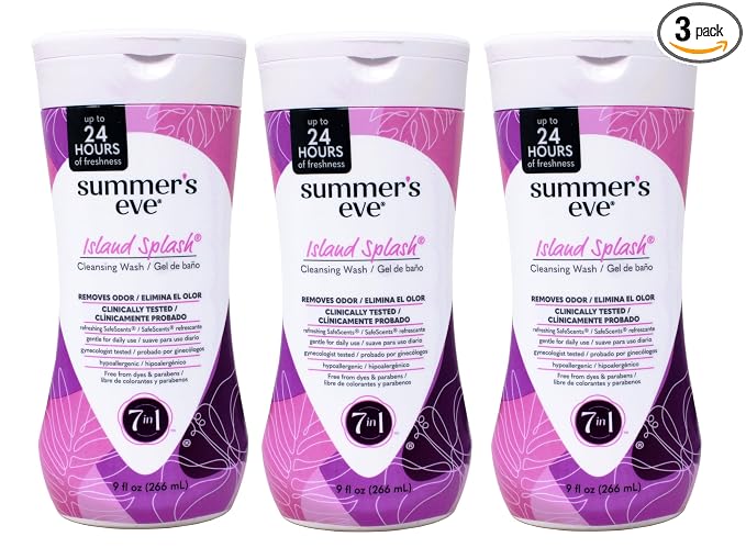 Summer's Eve Island Splash Feminine Cleansing Wash, Daily Intimate Wash, Removes Odor, pH Balanced, Gentle for Sensitive Skin, 9 Ounce (Pack of 3)