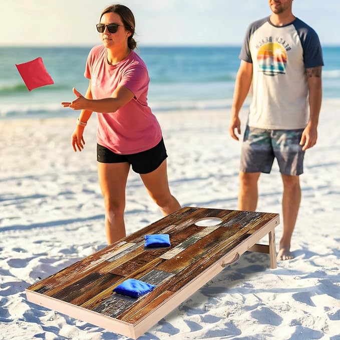Sportdo 4x2 ft Solid Wood Cornhole Set with 8 Bean Bags, Regulation Size Cornhole Board Set for Adults, Cornhole Game Set for Tailgate Backyard Toss Games Indoor&Outdoor Activities