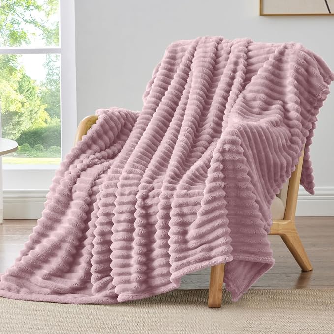 BEDELITE Ribbed Twin Blanket for Couch & Bed, Berry Purple, 60"x80" | Ultra-Soft Plush Fleece, Cozy, Warm Yet Lightweight, Ribbed Texture, Home Decor, Machine Washable, Giftable, All-Season Use