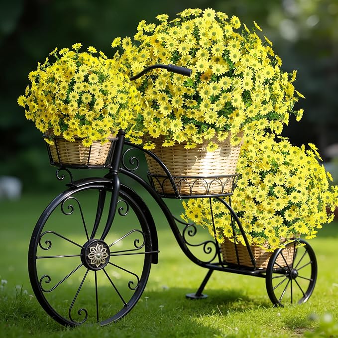 Alupssuc 20 Bundles Artificial Daisies Flowers Fake Silk Plant for Indoor Outdoor Decor, UV Resistant No Fade Faux Spring Flowers for Garden, Porch & Patio Decoration,Yellow