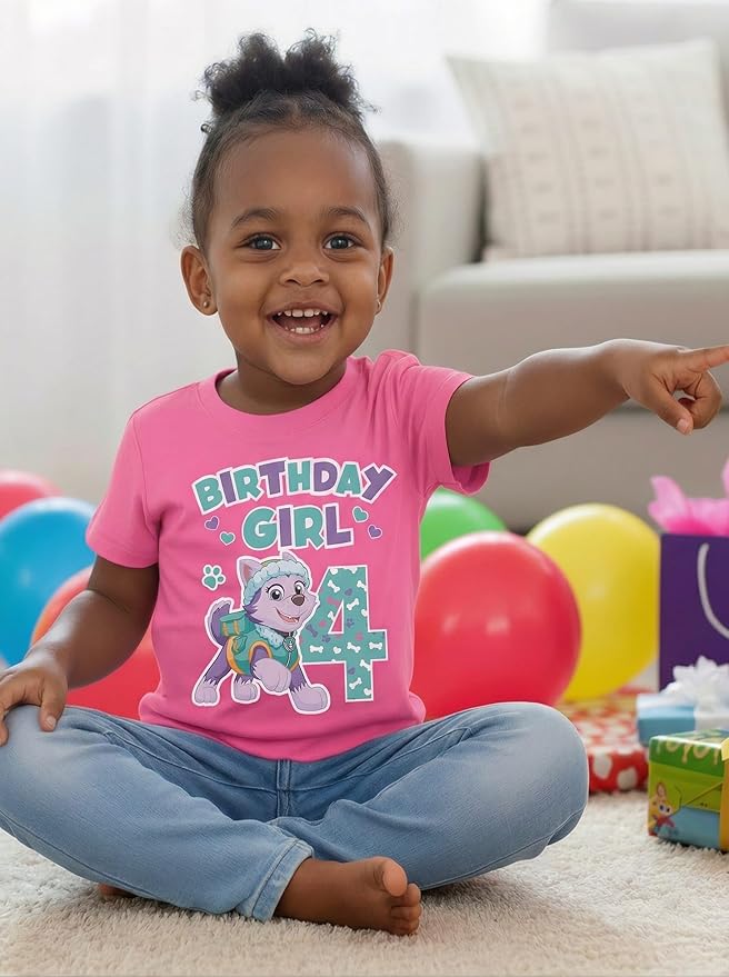 Skye Paw Patrol 4th Birthday Girl Shirt for 4 Year Old Girls - Pup-Themed Party Toddler T-Shirt