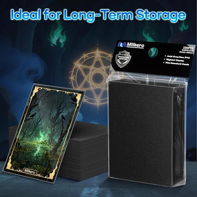 1000 Counts Black Card Sleeves, Matte Card Sleeve Deck Card Protectors, Trading Card Sleeves Fit for MTG, TCG and Sports Cards
