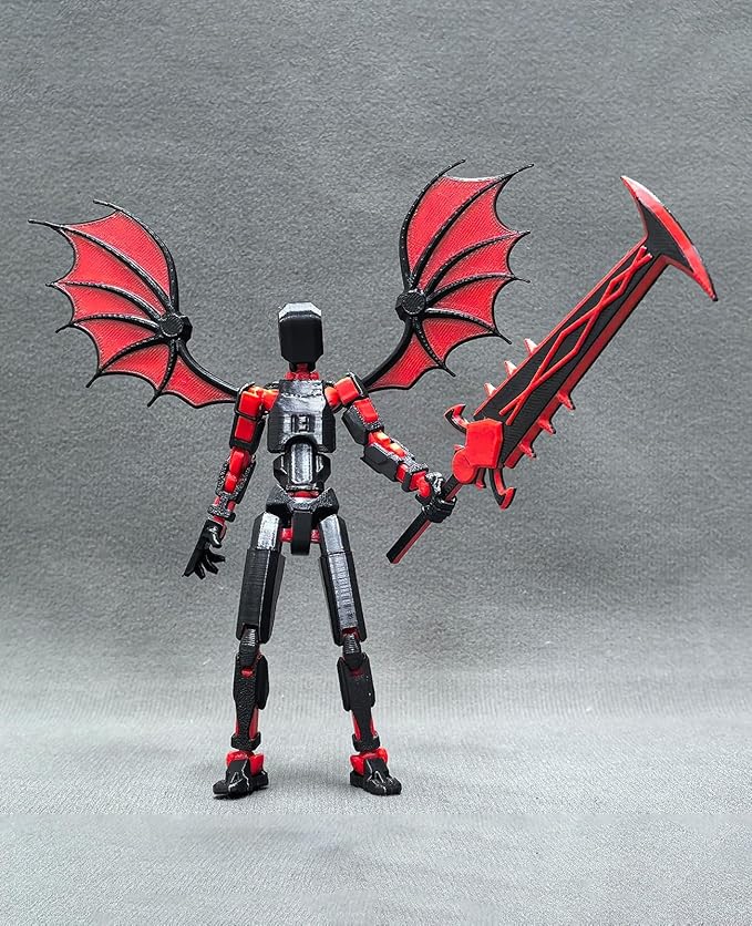 Assembled T13 Robot Action Figure Set, Dummy 13, 3D Printed Lucky 13 Titan, for Collectors Desktop Decorations, Red