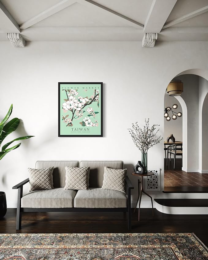Taiwan, Plum Blossom Unframed Art Print Poster, Flower Market Wall Art, Floral Artwork Decor for Bedroom, Kitchen, Bathroom, Livingroom Decoration 52 (Taiwan, Plum Blossom, 14"L x 11"W, Unframed)