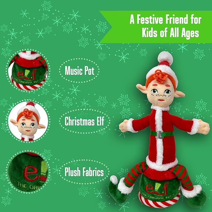 The Original Elf – Dancing Christmas Elf Doll, Singing and Talking Toy Elf for Kids, Shelf Sitter with Dangling Legs, Ideal Christmas Elf Decorations and Tree Topper, Perfect for Christmas Décor