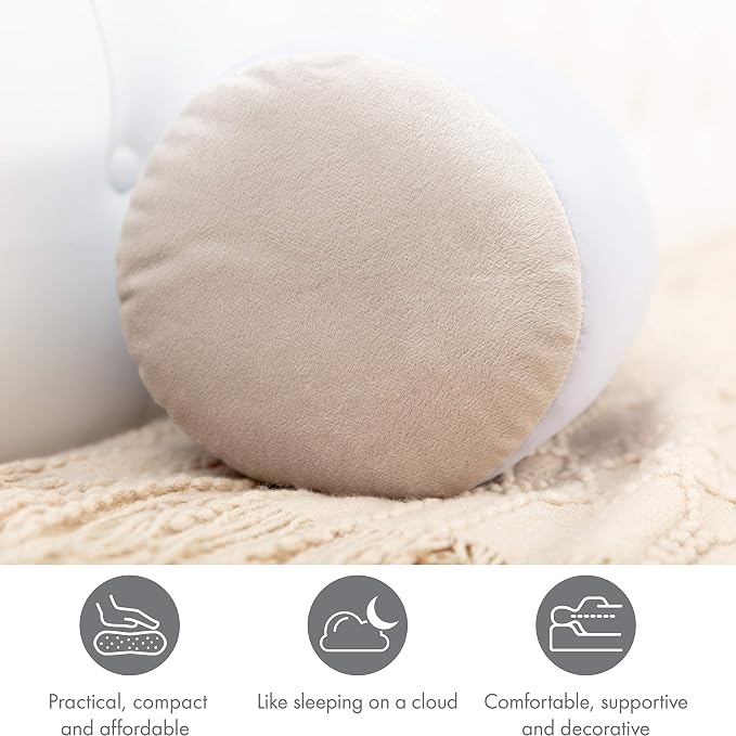 Microbead Bolster Neck Roll Pillow, Gently On Body, Head, Neck & Shoulders No Pain Rest, Relax Sleep - Silky Feel Prevent Wrinkles & Hair Breakage - Lightweight Cylinder Tube, 14" x 8", Silver Mist