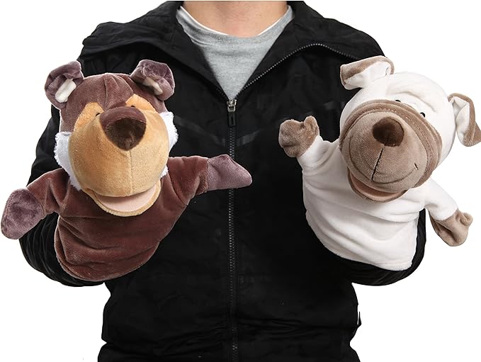 Animal Hand Puppets Set for Kids & Adults - 12.5" Premium Quality Soft Plush Toys with Movable Mouths - Perfect for Storytelling, Teaching, Preschool, Role-Play - Durable, Vibrant, Educational Puppets