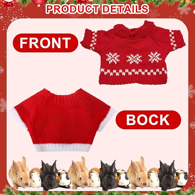 10 Pcs Guinea Pig Clothes, 5 Guinea Pig Costume Outfit, 5 Mini Hat with Adjustable Strap Small Animal Warm Vest Sweater Cozy Hand Knitted Hat for Hamster Bunny (Modern)