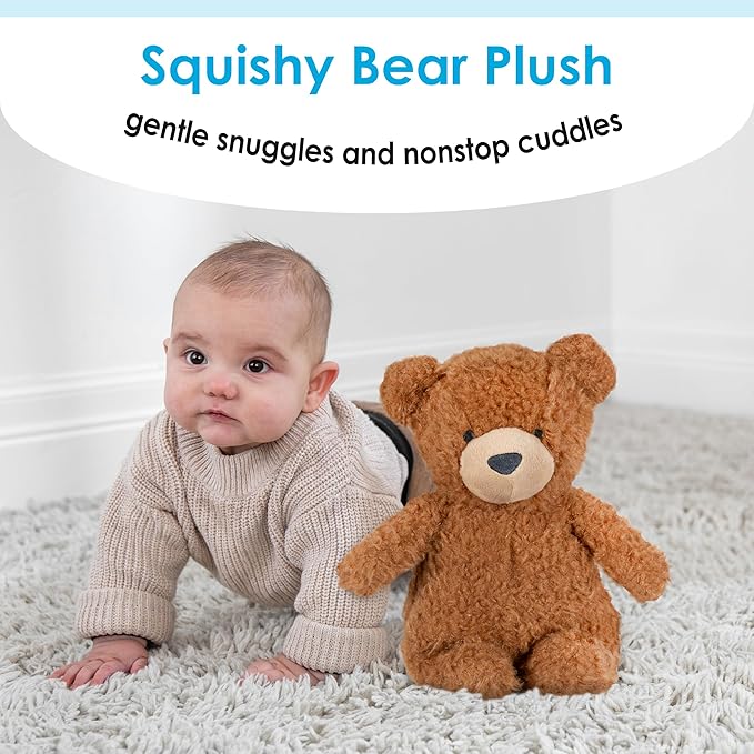 KIDS PREFERRED 11 Inch Teddy Bear Brown Soft Plush Stuffed Animal Toy Gift for Kids and Toddlers - Carter's Squishy Bear