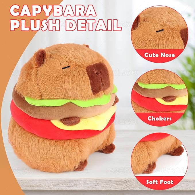 Cute Capybara Plush Toy 13.8 inch, Soft Capybara Stuffed Animal Plushies Pillow Birthday Gift for Kids