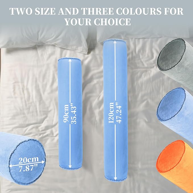 ONTYZZ Inflatable Long Body Pillow, Long Pillow for Bed, Oval Bolster Pillow for Good Sleeping and Back/Neck Support, 1pcs Blue