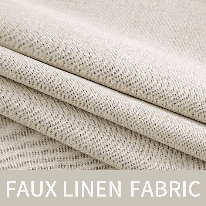 MIULEE Linen Texture Curtains for Bedroom Solid 100% Blackout Thermal Insulated Linen Beige Curtains Grommet Room Darkening Drapes for Living Room 52x84 Inch (2 Panels)