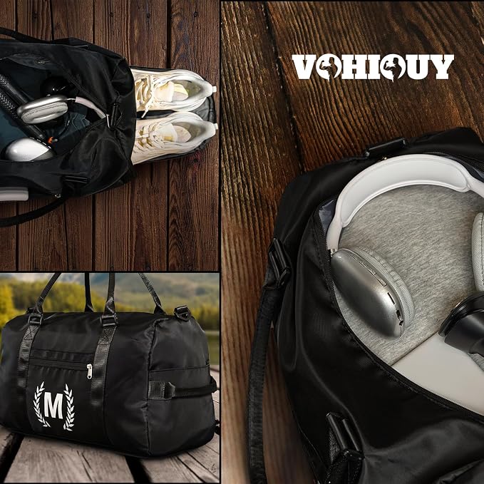Gym Bag for Women & Men, Fitness Workout Sports Travel Duffle Bag with Wet Pocket & Shoes Compartment, Great Present for Gym Lovers