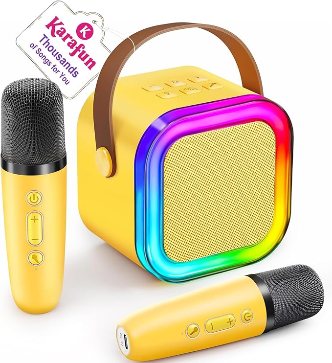 Karaoke Machine for Kids, 2026 TOP Toys Birthday Gifts Ideas for Girls Ages 4, 5, 6, 7, 8, 9, 10, 12+ Years Old, Portable Mini MP3 Player with 2 Wireless Mics for Party