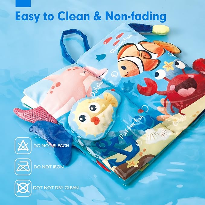 hahaland Baby Books 0-6 Months, Infant Tummy Time Toy Baby Toys 6 to 12 Months Touch Feel Book Baby Gifts for Boy Girl 0-3 Months Learning Toy Baby Valentine Birthday Easter Basket Stuffers(Single)