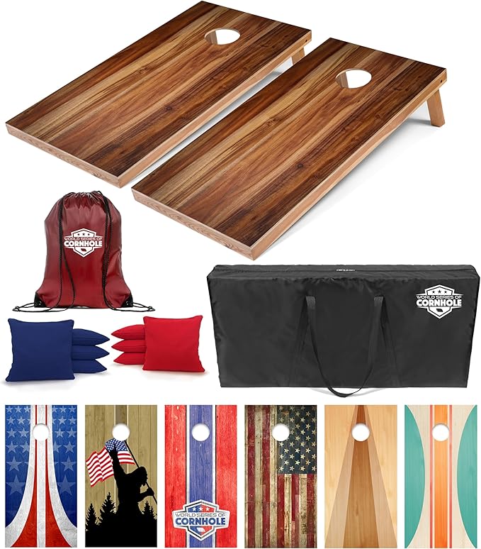 World Series of Cornhole Regulation Size Cornhole Boards - Lightweight & Durable All-Wood Construction | Backyard Bean Bag Toss Set | Outdoor Game for Tailgates & BBQs