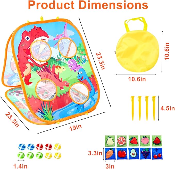 Vdealen Bean Bag Toss Game Toy for Kids 3 4 5 6 7 8 Year Old, Sports & Outdoor Toddler Toy Gift for Boys and Girls, 3 in 1 Cornhole Game for Children Ages 3 4 5 and Up