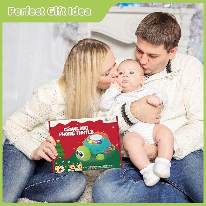 Hanayo Baby Toys 6 to 12 Months，Musical Turtle Crawling Girl Toys for 12-18 Months,Infant Early Learning Educational Toy,Girl & Boy Gift Essentials for Newborn 7 8 9 11+ Months 1-2 Year Old(Green)